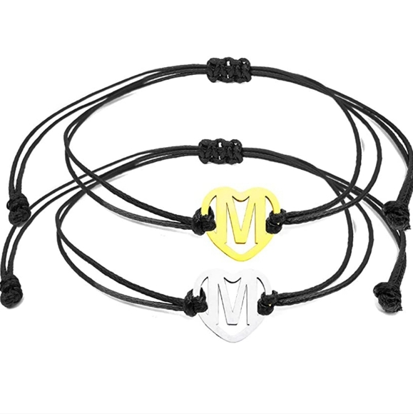 Leather "M" initial friendship bracelets - Picture 2 of 3